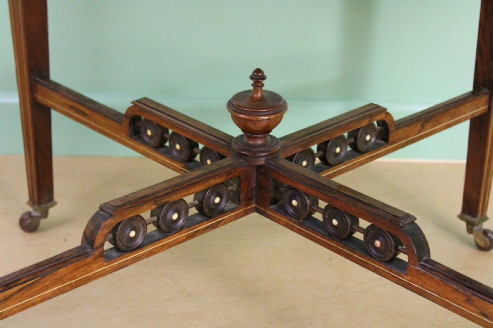 Victorian Inlaid Rosewood Centre Table by James Shoolbred and Co View II