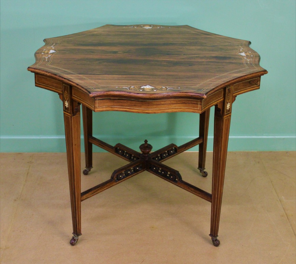 Victorian Inlaid Rosewood Centre Table by James Shoolbred and Co View VI