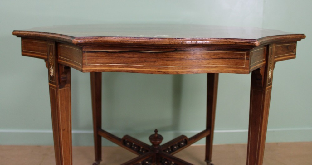 Victorian Inlaid Rosewood Centre Table by James Shoolbred and Co View X