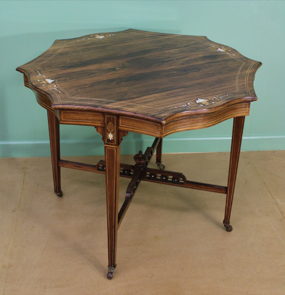 Victorian Inlaid Rosewood Centre Table by James Shoolbred and Co View XII