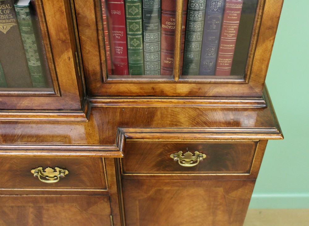 Burr Walnut Breakfront Bookcase View III