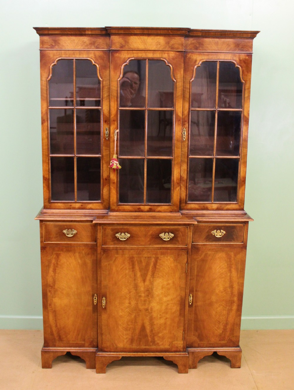 Burr Walnut Breakfront Bookcase View VI