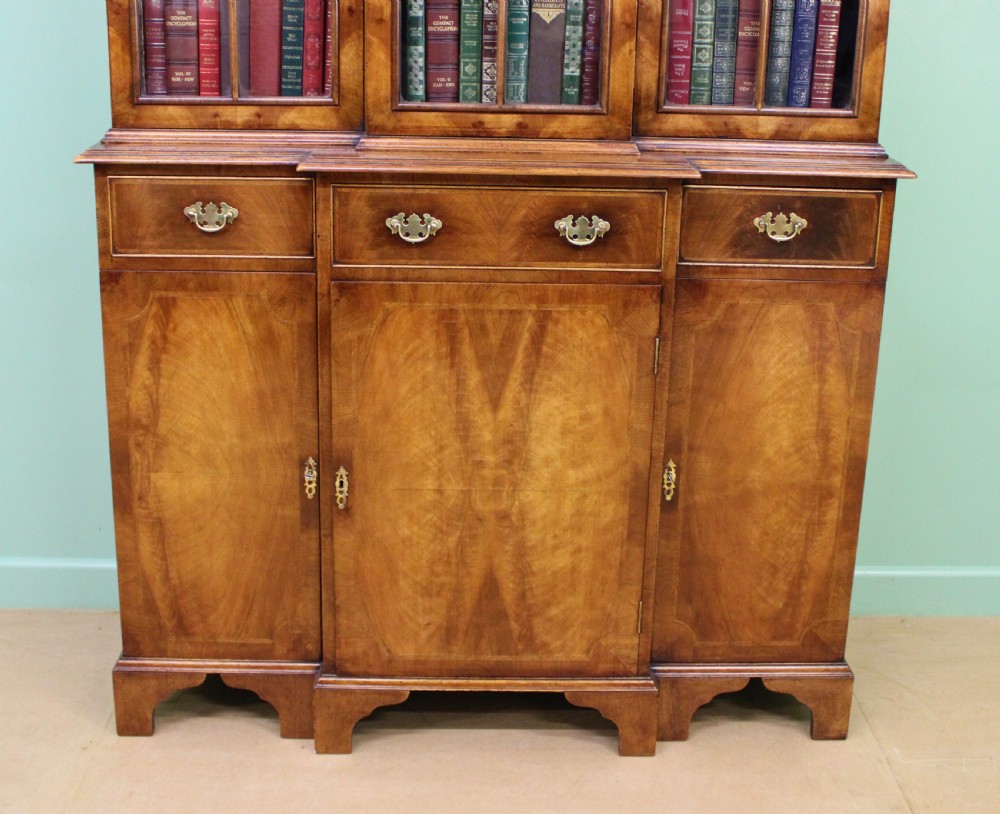Burr Walnut Breakfront Bookcase View VII