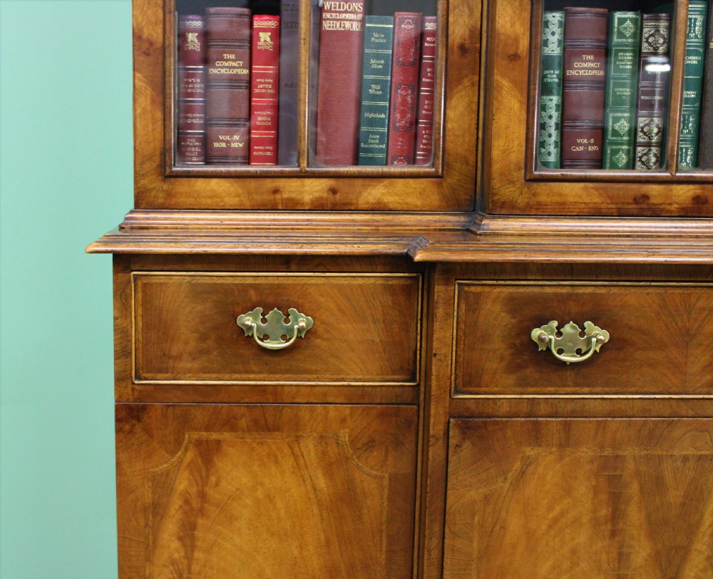 Burr Walnut Breakfront Bookcase View IX