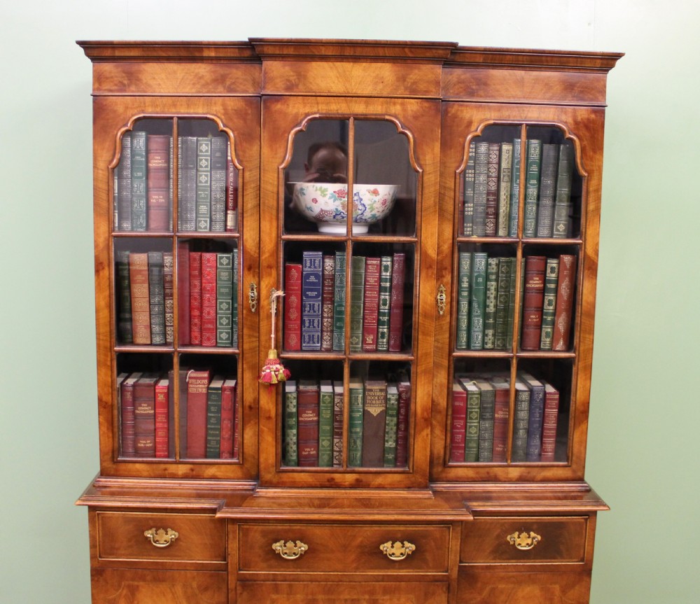 Burr Walnut Breakfront Bookcase View X