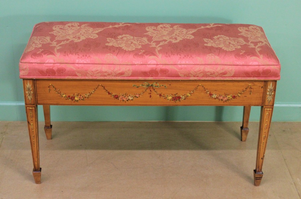 Painted Satinwood Piano Duet Stool