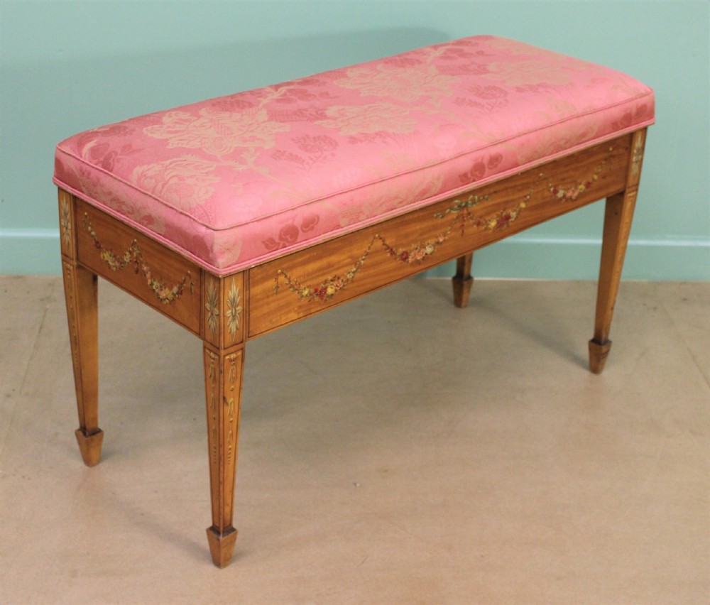 Painted Satinwood Piano Duet Stool View XII