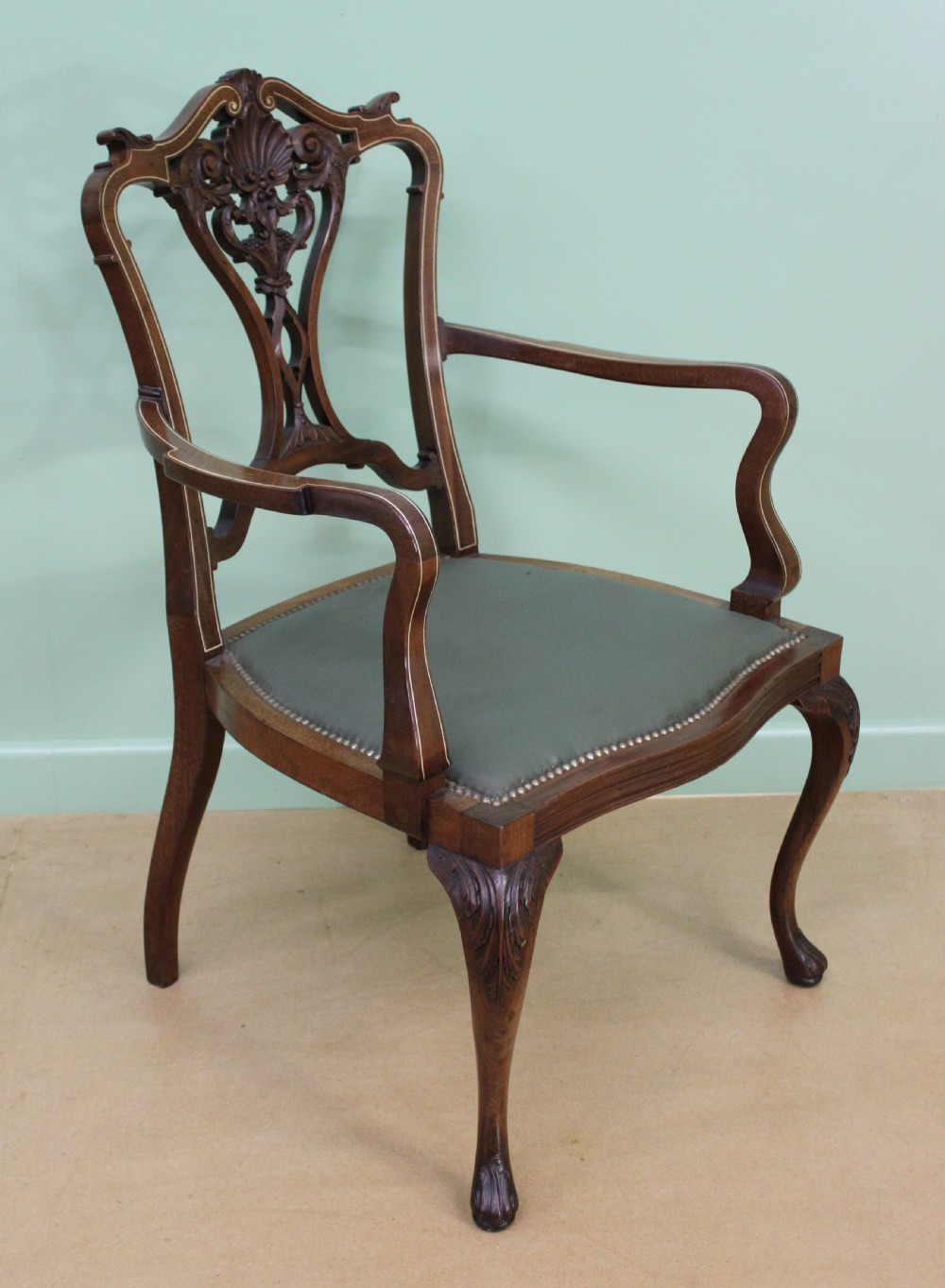 Victorian Inlaid Mahogany Armchair