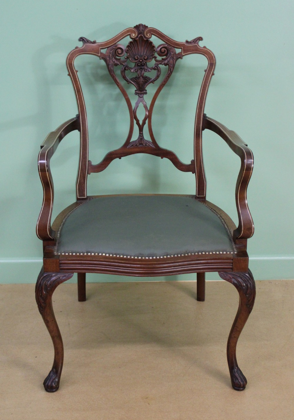 Victorian Inlaid Mahogany Armchair View II
