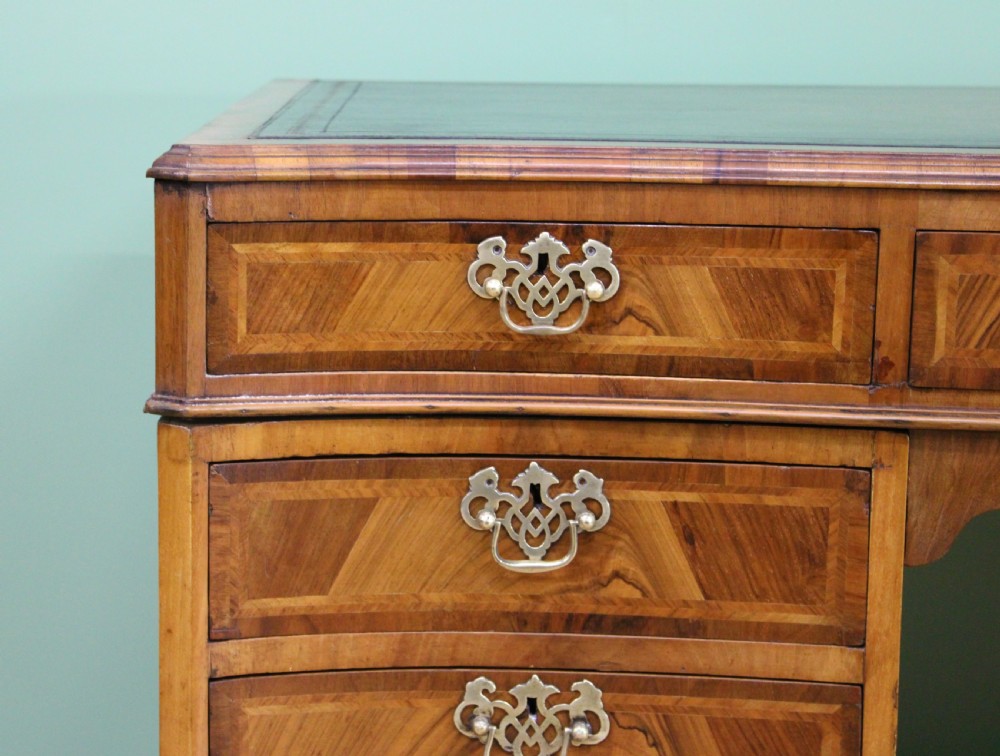 Large Burr Walnut Serpentine Pedestal Desk View II