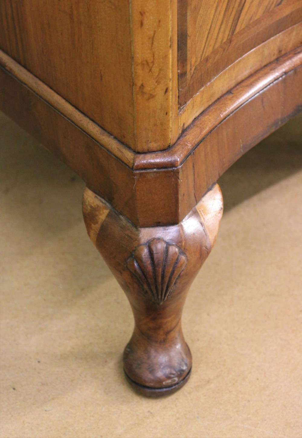 Large Burr Walnut Serpentine Pedestal Desk View X