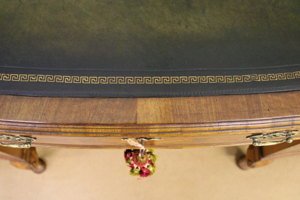 Large Burr Walnut Serpentine Pedestal Desk View XI