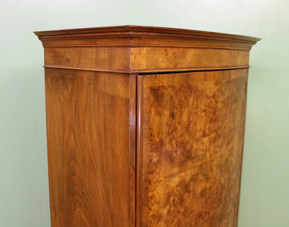 Burr Walnut Bow Fronted Slender Wardrobe View IV