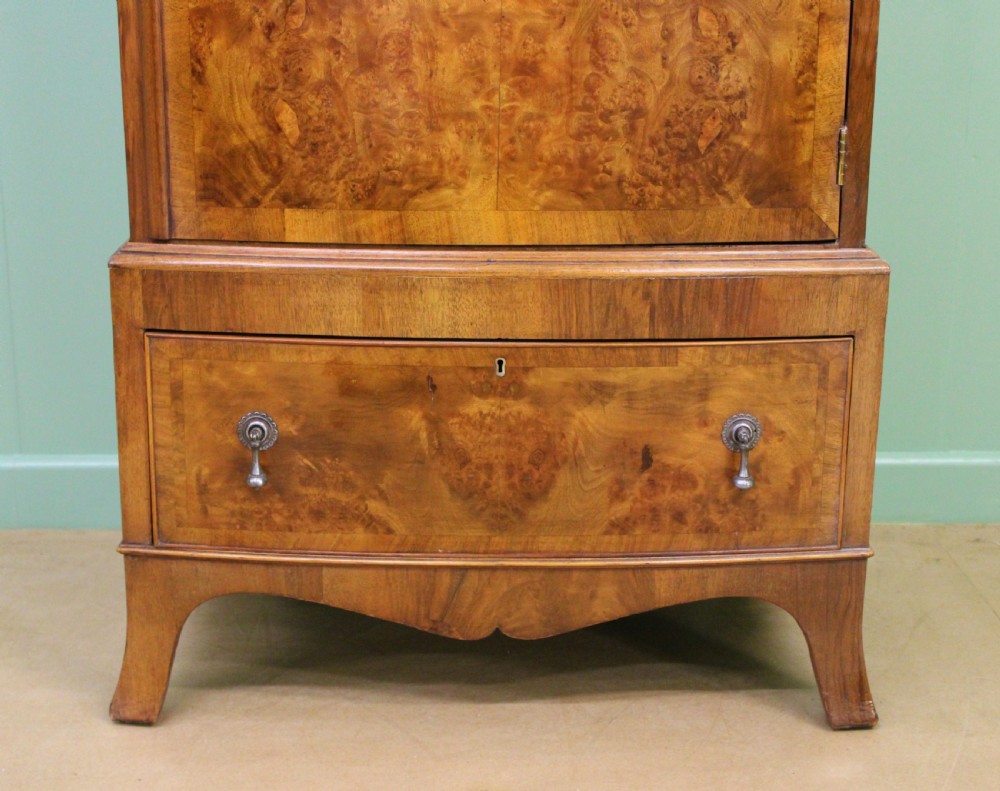 Burr Walnut Bow Fronted Slender Wardrobe View VI