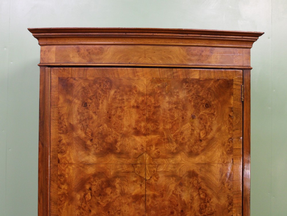 Burr Walnut Bow Fronted Slender Wardrobe View VIII