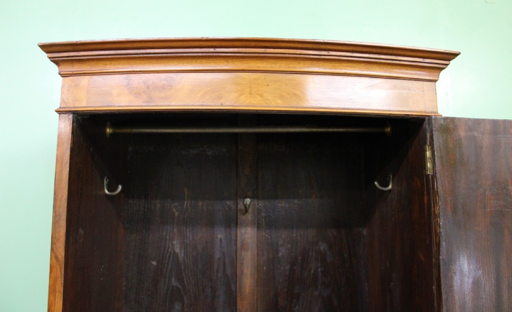 Burr Walnut Bow Fronted Slender Wardrobe View XI