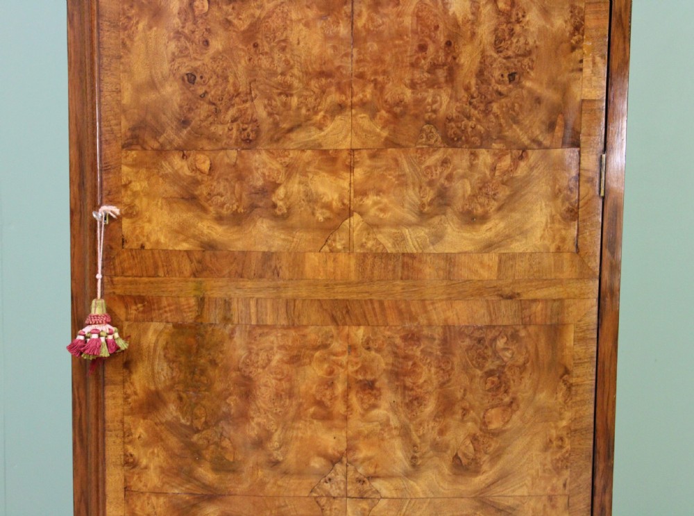 Burr Walnut Bow Fronted Slender Wardrobe View XII