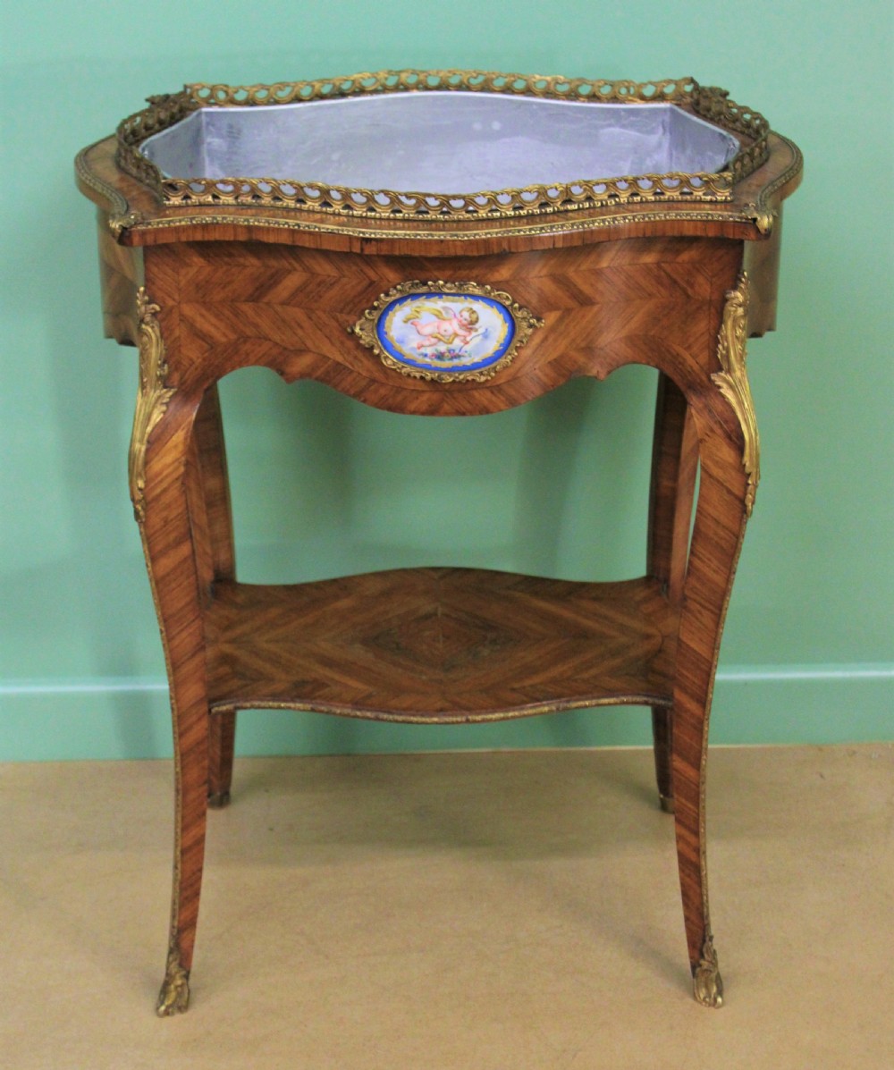 Kingwood Jardiniere With Porcelain Plaques