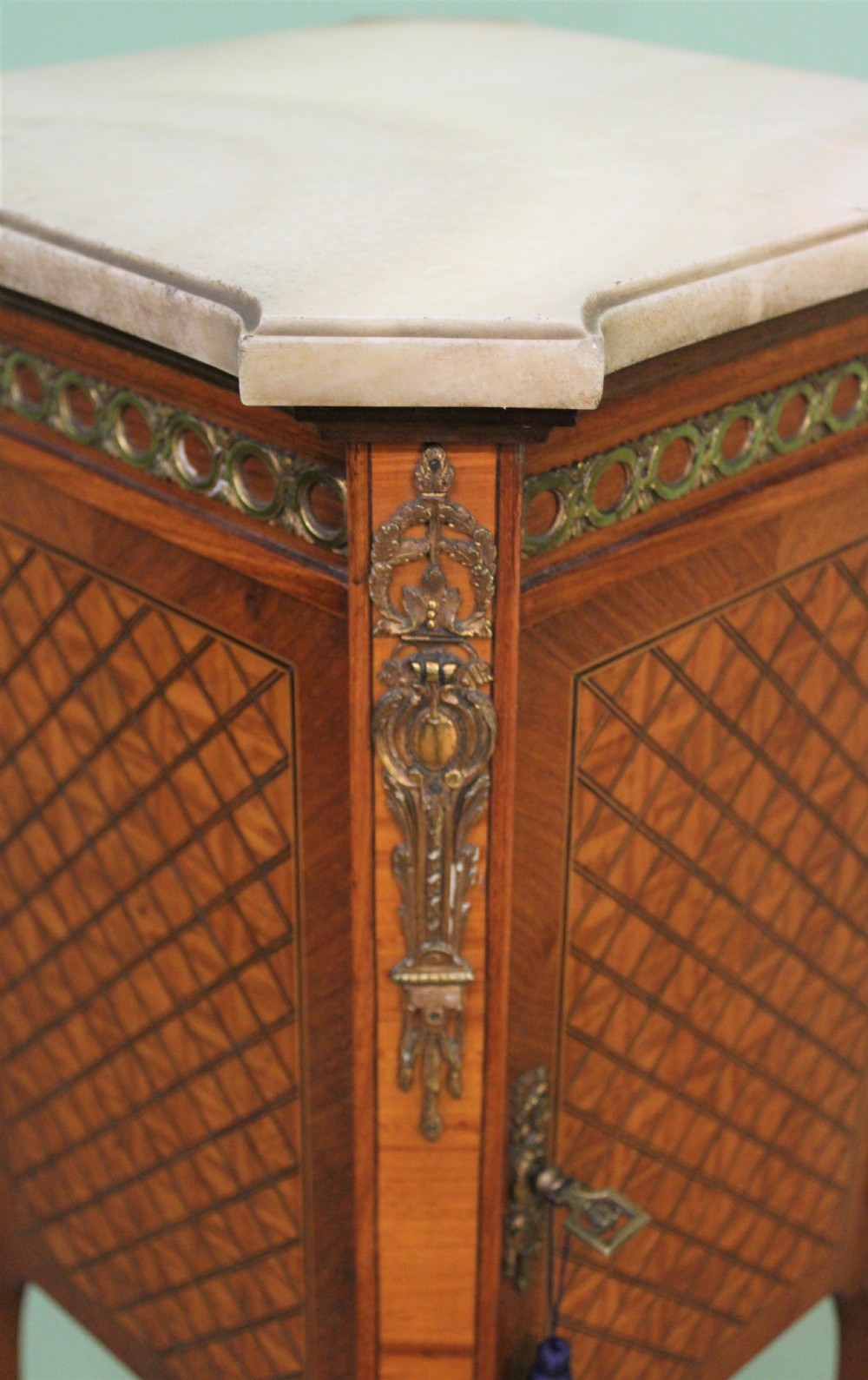 French Marble Topped Satinwood Cabinet View V