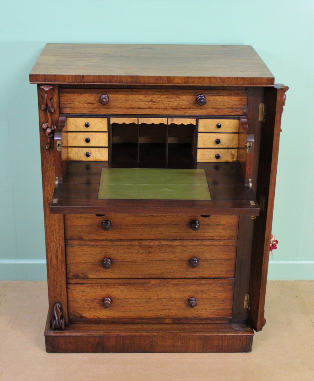 Victorian Rosewood Secretaire Wellington Chest of Drawers View IX