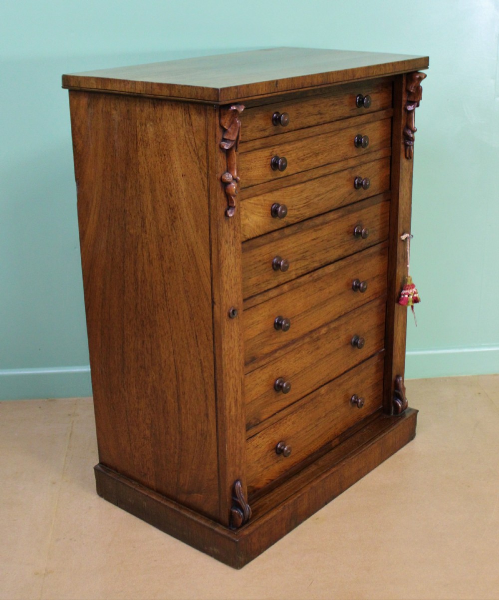 Victorian Rosewood Secretaire Wellington Chest of Drawers View XI