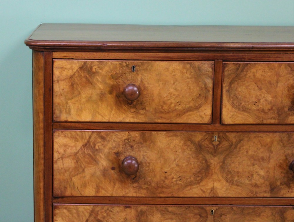 Victorian Burr Walnut Chest of Drawers View II