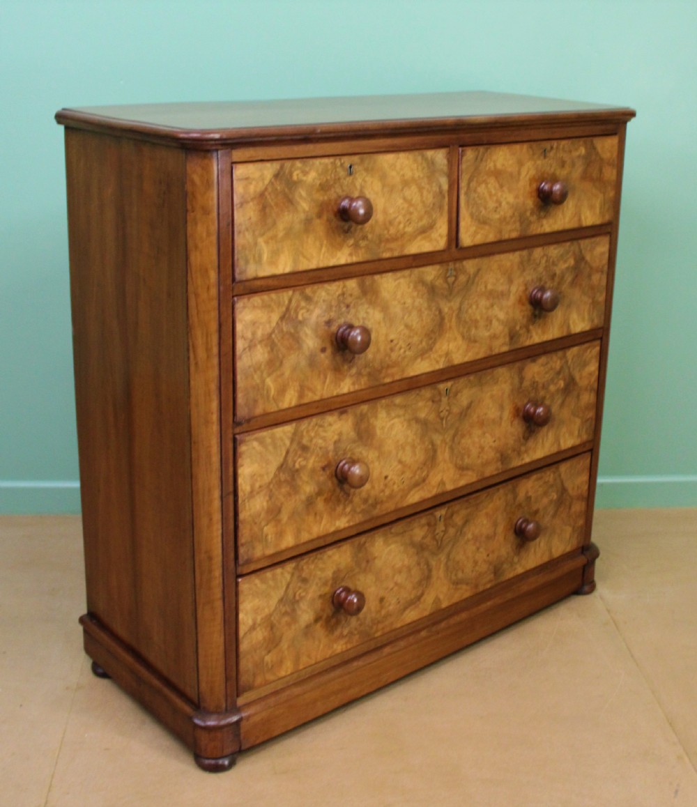 Victorian Burr Walnut Chest of Drawers View VIII