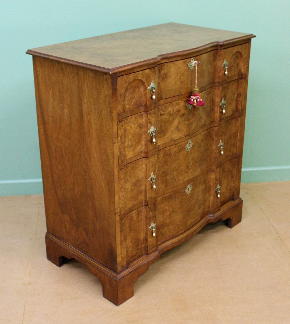 Shaped Front Burr Walnut Chest of Drawers View III