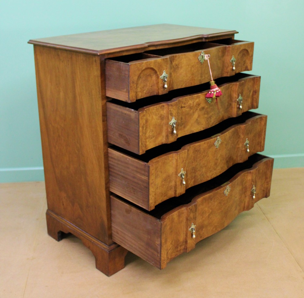 Shaped Front Burr Walnut Chest of Drawers View IV