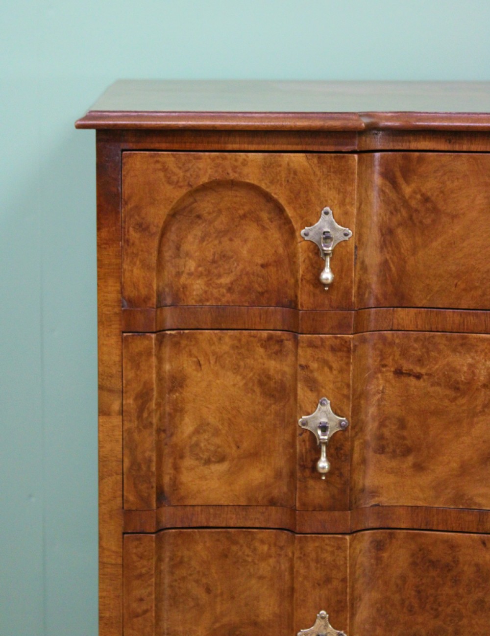 Shaped Front Burr Walnut Chest of Drawers View VI
