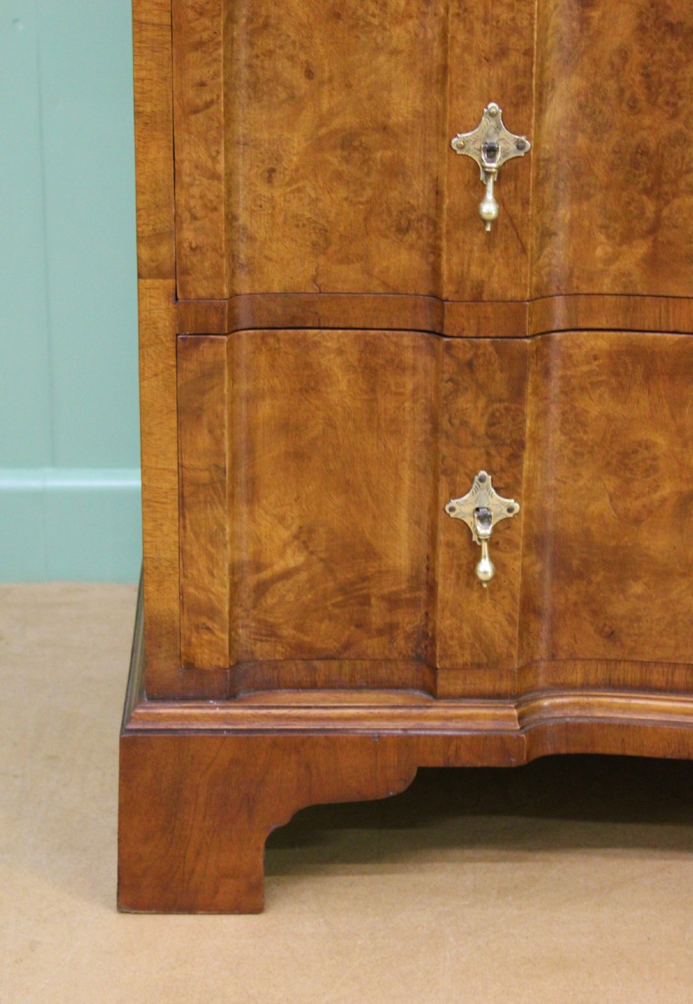 Shaped Front Burr Walnut Chest of Drawers View VII