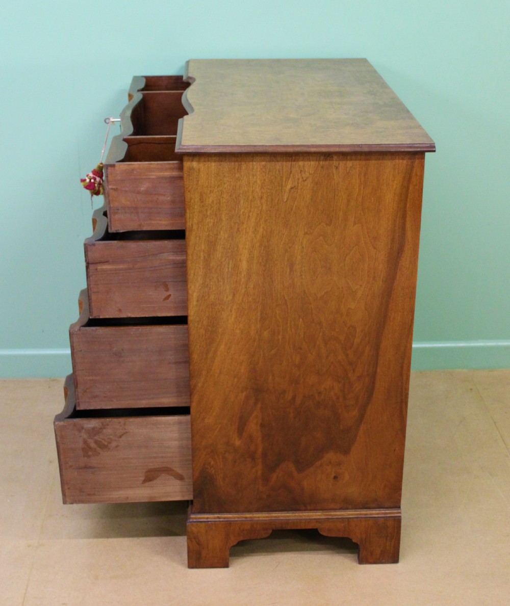 Shaped Front Burr Walnut Chest of Drawers View XIV