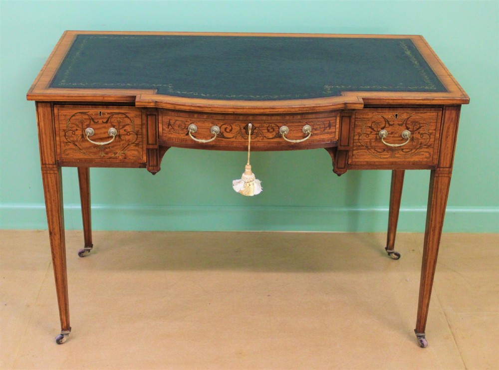 Inlaid Satinwood Writing Table by Maple and Co.