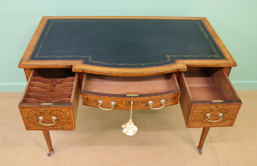 Inlaid Satinwood Writing Table by Maple and Co. View II