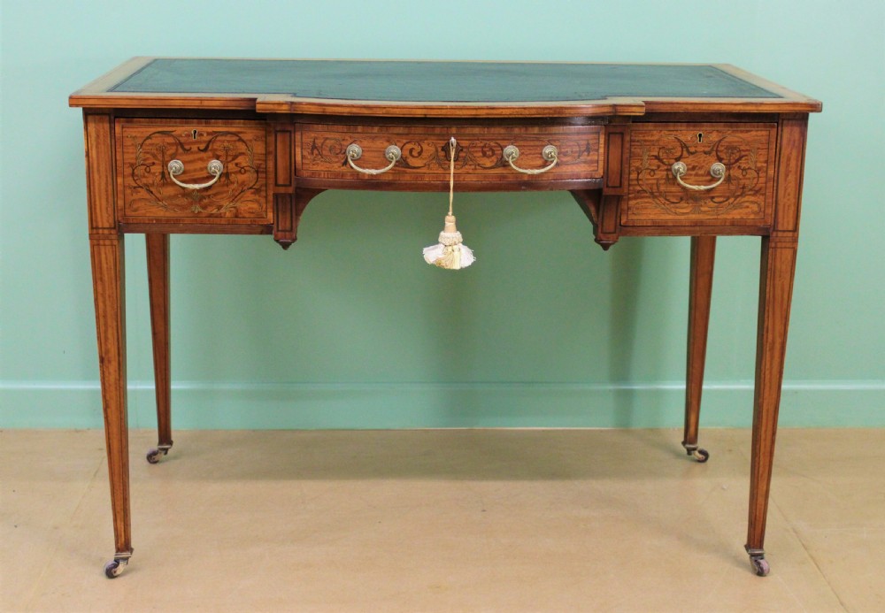 Inlaid Satinwood Writing Table by Maple and Co. View VI