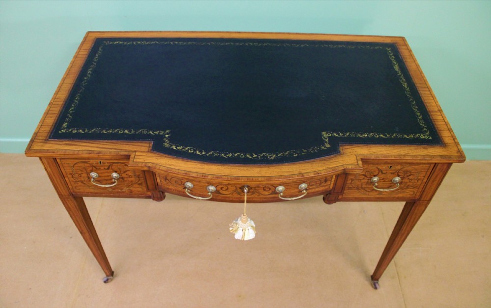 Inlaid Satinwood Writing Table by Maple and Co. View X