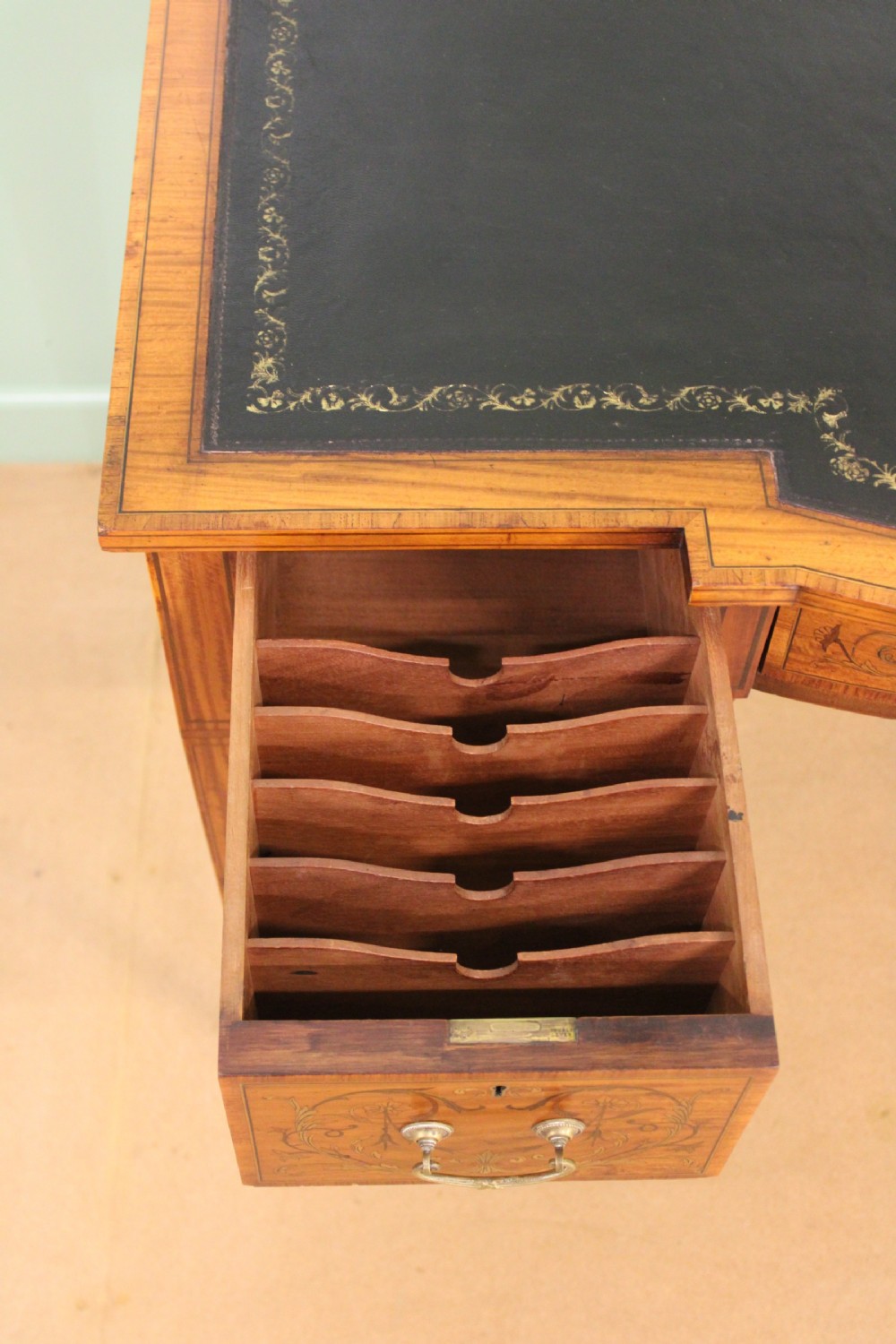 Inlaid Satinwood Writing Table by Maple and Co. View XIII