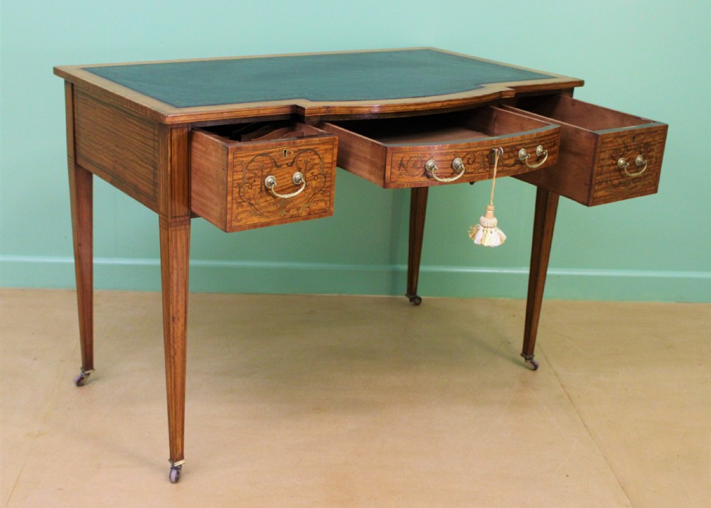 Inlaid Satinwood Writing Table by Maple and Co. View XVI