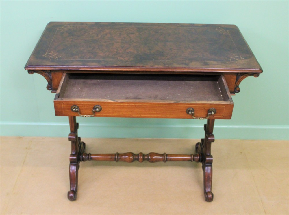Victorian Inlaid Burr Walnut Side Table View X
