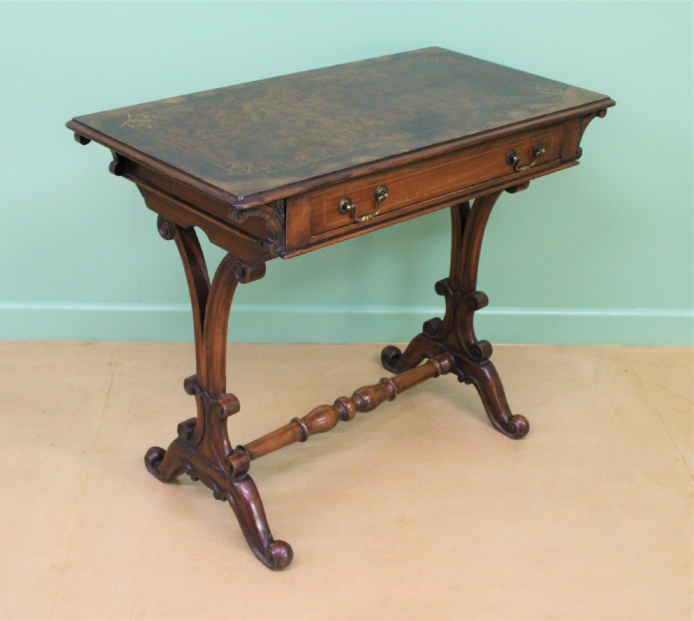 Victorian Inlaid Burr Walnut Side Table View XI