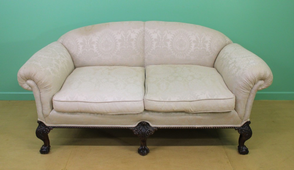 Mahogany Chippendale Style Upholstered Settee View II