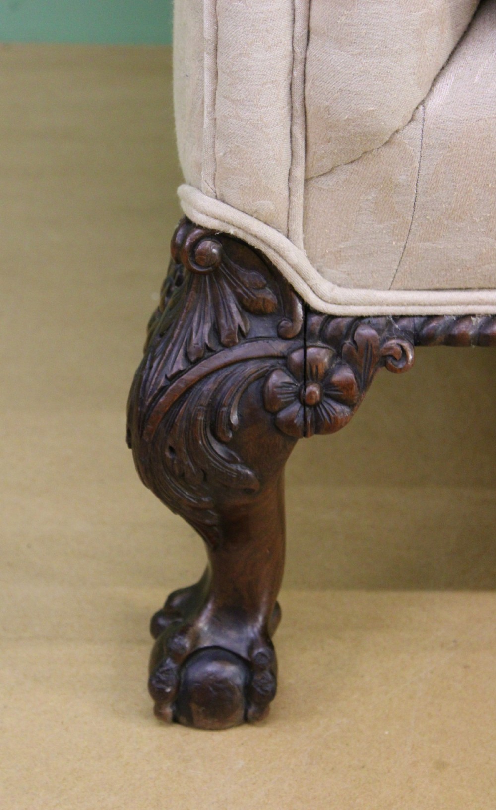 Mahogany Chippendale Style Upholstered Settee View IV