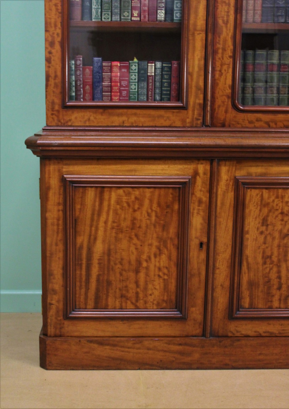 Fine Quality Victorian Figured Mahogany Library Bookcase View II