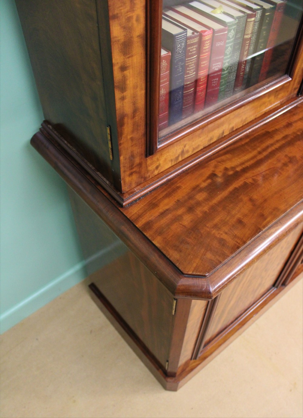 Fine Quality Victorian Figured Mahogany Library Bookcase View III