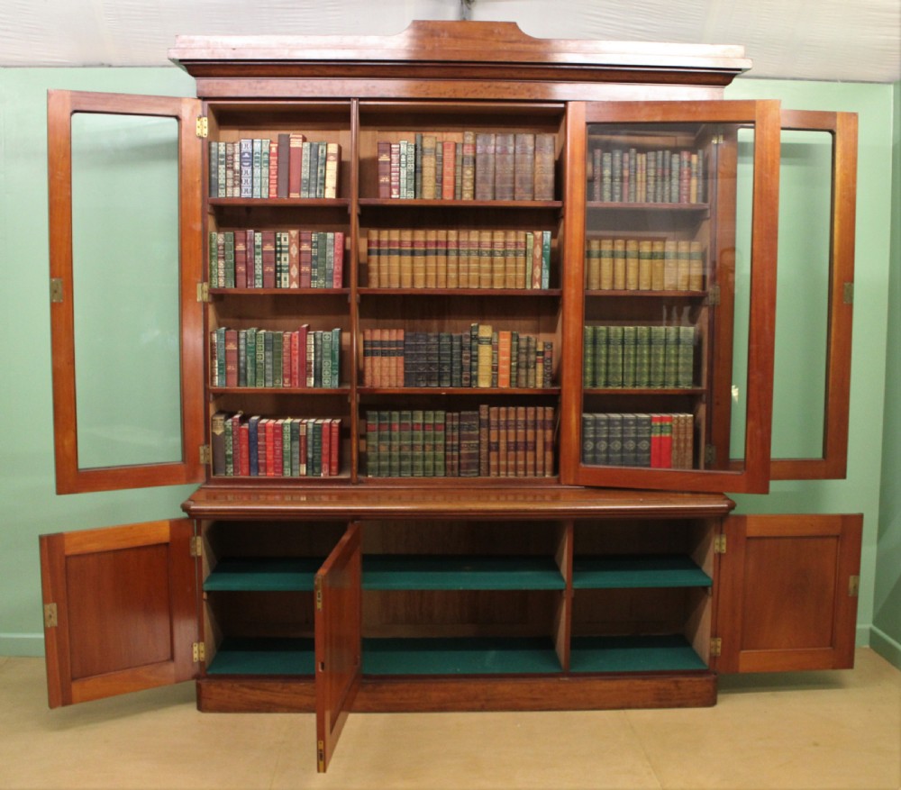Fine Quality Victorian Figured Mahogany Library Bookcase View IV