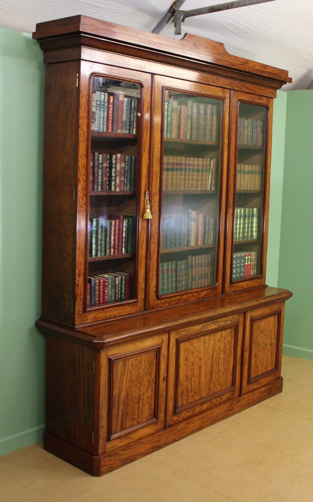 Fine Quality Victorian Figured Mahogany Library Bookcase View V