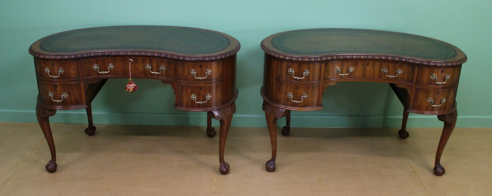 Rare Pair of Mahogany Kidney Writing Desks by Waring and Gillow View VI