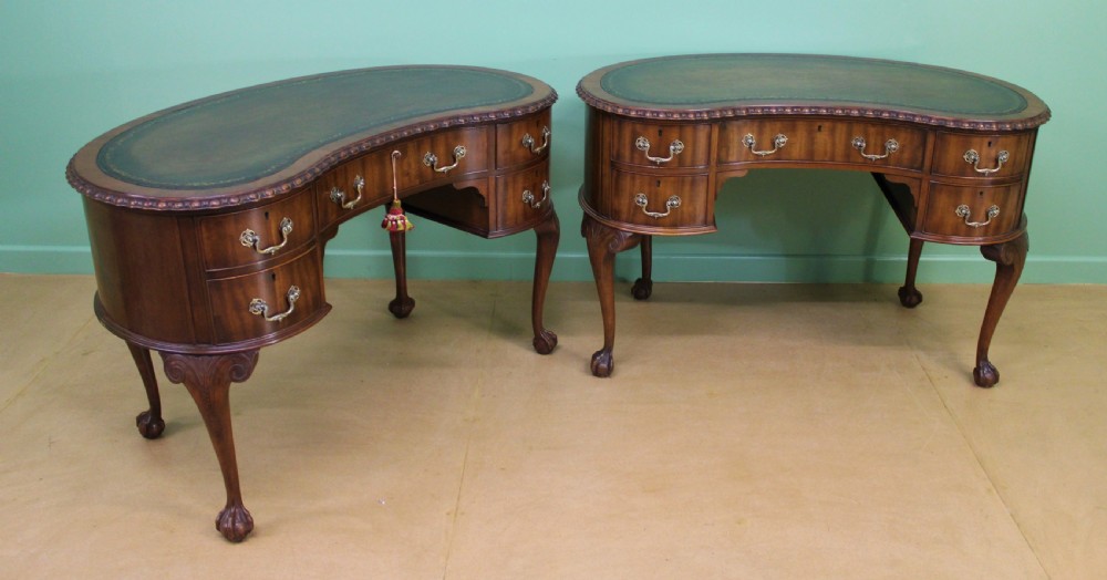 Rare Pair of Mahogany Kidney Writing Desks by Waring and Gillow View VII