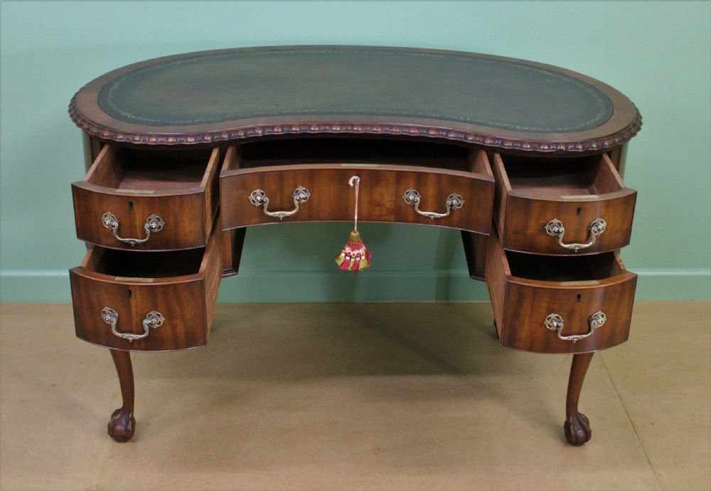 Rare Pair of Mahogany Kidney Writing Desks by Waring and Gillow View XIII