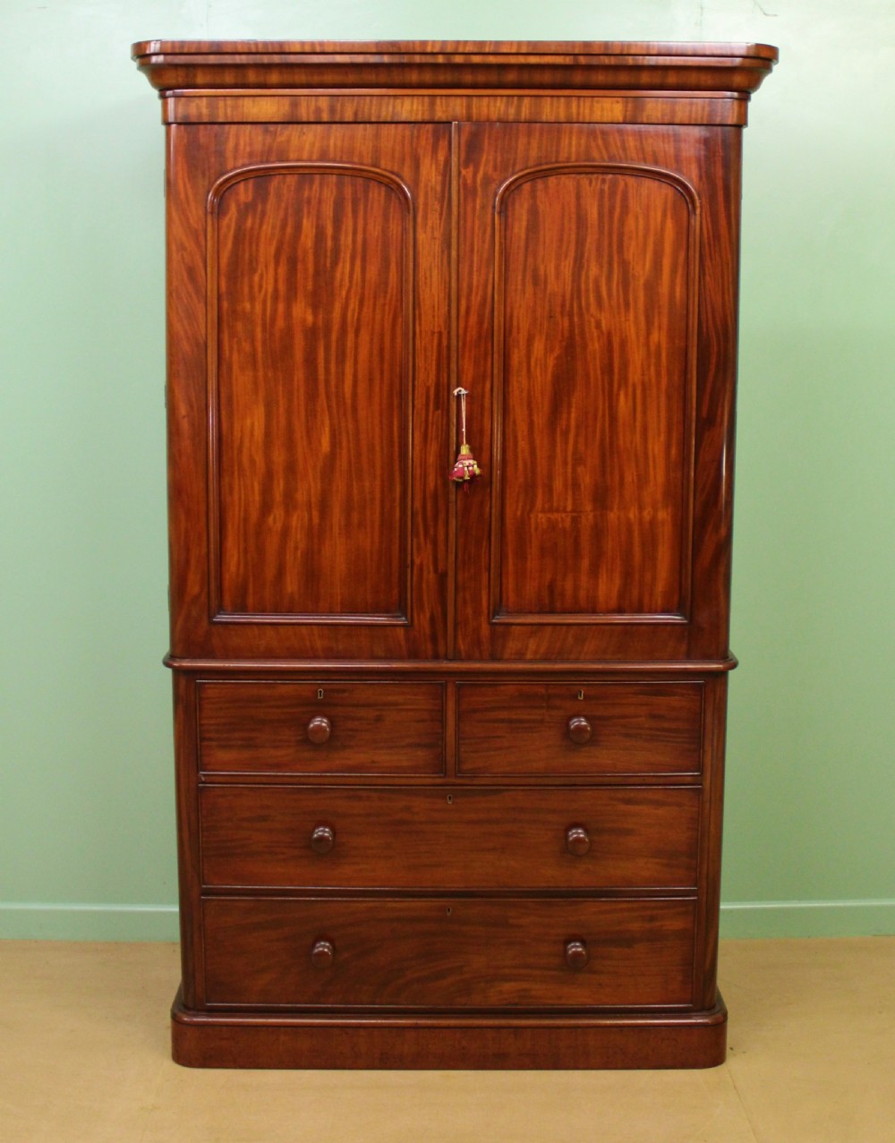 Victorian Figured Mahogany Linen Press